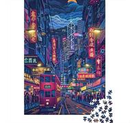 Adults 1000 Piece Jigsaw Puzzle Neon Cityscape Hong Kong Nightscape Jigsaws for Adults Fun Games Wall Decoration Unique Gifts for Birthday And Christmas 38x26cm/1000pcs