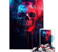 Adults 1000 Piece Jigsaw Puzzle Neon Skull Art Jigsaws for Adults Fun Games Analysis And Logic Parent-child Interaction (Size 50x75cm)