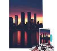 Adults 1000 Piece Jigsaw Puzzle New York City Skyline Vintage at Sunset Practical Game Addictive Toys to Cultivate Patience Gifts Birthday Stress Reliever (Size 75x50cm)