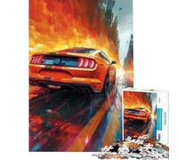 Adults 1000 Piece Jigsaw Puzzle Orange Dodge Challenger Difficult And Challenge Family Activities Practical Game for Age 14+ Game (38x26cm)