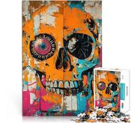 Adults 1000 Piece Jigsaw Puzzle Orange Skull Street Art Pädagogisches Familienspiel Einzigartige Wohndekoration und Geschenke38x26cm