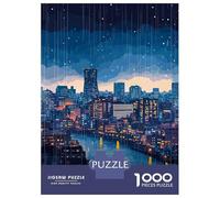 Adults 1000 Piece Jigsaw Puzzle Osaka Japan Rainy Night Cityscape Jigsaw Puzzle Brain Teaser Game Presents for Women Difficult And Challenge 52x38cm/1000pcs
