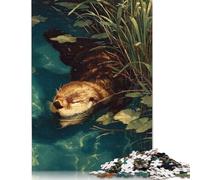 Adults 1000 Piece Jigsaw Puzzle Otter Swimming in Water with Lily Pads Wooden Puzzle Adult Jigsaw Puzzle Brain Teaser Game 1000pcs (75x50cm)