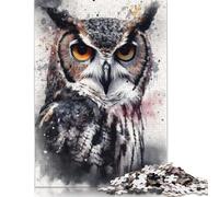Adults 1000 Piece Jigsaw Puzzle Owl Beauty Black Ink Wooden Puzzles for Teenagers Gifts for Adults Teenagers Age 12+ 1000pcs (75x50cm)