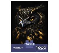 Adults 1000 Piece Jigsaw Puzzle Owl Black Gold Jigsaws for Adults Brain Teaser Game Difficult Hard Unique Gifts for Birthday And Christmas 70x50cm/1000pcs