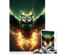 Adults 1000 Piece Jigsaw Puzzle Owl Flames Glow Educational Toy Funny Gift Educational Games Improving Love between Couples Size 38x26cm