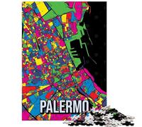 Adults 1000 Piece Jigsaw Puzzle Palermo City Map Art Jigsaw Puzzles for Adults Birthday Present Educational Challenge Family Fun & Game Night (38x52cm/1000pcs)