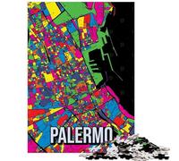 Adults 1000 Piece Jigsaw Puzzle Palermo City Map Art Jigsaw Puzzles for Adults Birthday Present Educational Challenge Family Fun & Game Night (38x26cm/1000pcs)