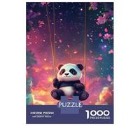 Adults 1000 Piece Jigsaw Puzzle Panda Swing in Stars Jigsaws for Adults Relaxing Games Stress Reliever Parent-child Interaction 38x26cm/1000pcs