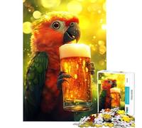 Adults 1000 Piece Jigsaw Puzzle Parrot's Beer Moment Jigsaws for Adults Fun Games Analysis And Logic Parent-child Interaction (Size 38x26cm)