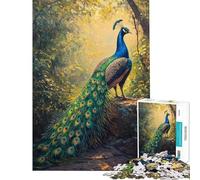 Adults 1000 Piece Jigsaw Puzzle Peacock in The Forest Jigsaw 1000 Pieces Educational Games Secret Santa Gifts Staycation Kill Time (Size 38x52cm)