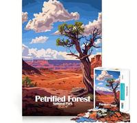 Adults 1000 Piece Jigsaw Puzzle Petrified Forest National Park Illustration Premium Cut Play Brain Teasing Play Idle Fun Time Xmas Art Display (50x75cm)