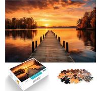 Adults 1000 Piece Jigsaw Puzzle Pier sunset at the sea Herausfordernd Schwierig mit passendem Poster und Quizblatt38x26cm