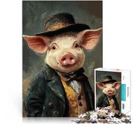 Adults 1000 Piece Jigsaw Puzzle Pig in a Top Hat Game Toys 26x38cm is ideal as a gift for the whole family Suitable for and 14