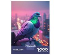 Adults 1000 Piece Jigsaw Puzzle Pigeon in Neon City Jigsaws for Adults Brain Teaser Game Difficult Hard Unique Gifts for Birthday And Christmas 52x38cm/1000pcs