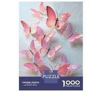 Adults 1000 Piece Jigsaw Puzzle Pink Butterfly Wall Decor Jigsaw Puzzle Brain Teaser Game Presents for Women Difficult And Challenge 70x50cm/1000pcs