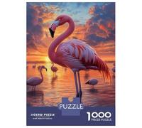 Adults 1000 Piece Jigsaw Puzzle Pink Flamingos at Sunset-3 Jigsaw Puzzle Brain Teaser Game Wall Art Unique Gifts for Birthday And Christmas 38x26cm/1000pcs