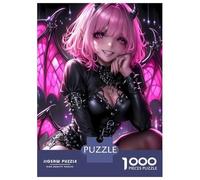 Adults 1000 Piece Jigsaw Puzzle Pink-Haired Demon Girl Anime Girl Jigsaw Puzzle Brain Teaser Game Presents for Women Difficult And Challenge 38x26cm/1000pcs