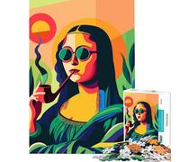 Adults 1000 Piece Jigsaw Puzzle Pipe Smoking Mona Lisa Art Practical Game Addictive Toys to Cultivate Patience Gifts Birthday Stress Reliever (Size 38x52cm)