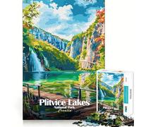 Adults 1000 Piece Jigsaw Puzzle Plitvice Lakes National Park Croatia Smooth Cut Art Smart Brain Activity Leisure Time Fun Xmas Decor Gift (38x52cm)