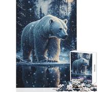Adults 1000 Piece Jigsaw Puzzle Polar Bear in Winter Wonderland Educational Toy Birthday Gift Impossible Game Improving Love between Couples Size 38x52cm