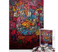 Adults 1000 Piece Jigsaw Puzzle Pop ArtGoldfish in Graffiti Jigsaw Puzzles 1000 Relaxing Games Secret Santa Gifts Suitable for Couples (50x75cm)