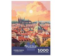 Adults 1000 Piece Jigsaw Puzzle Prague Cityscape Sunset Jigsaw Puzzle Brain Teaser Game Wall Art Unique Gifts for Birthday And Christmas 52x38cm/1000pcs