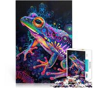 Adults 1000 Piece Jigsaw Puzzle Psychedelic Frog Art Educational Games Home Decoration Suitable for desktop decoration 26x38cm