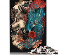 Adults 1000 Piece Jigsaw Puzzle Psychedelic Wolf Puzzle Jigsaws for Adults Teenagers Teenager Man Woman Gift 38x26cm/1000pcs
