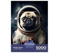 Adults 1000 Piece Jigsaw Puzzle Pug Dog Astronaut Jigsaws for Adults Brain Teaser Game Difficult Hard Unique Gifts for Birthday And Christmas 70x50cm/1000pcs