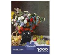 Adults 1000 Piece Jigsaw Puzzle Pug Flowers Still Life Claude Monet Jigsaws for Adults Brain Teaser Game But Fun And Humorous Difficult And Challenge 38x26cm/1000pcs