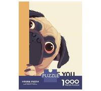 Adults 1000 Piece Jigsaw Puzzle Pug Peeking Are You Pooping Puzzles for Adults Fun Games Perfect Decoration Parent-child Interaction 70x50cm/1000pcs