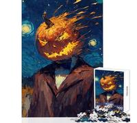 Adults 1000 Piece Jigsaw Puzzle Pumpkin Head Man Starry Night Educational Toy Birthday Gift Impossible Game Improving Love between Couples Size 38x26cm