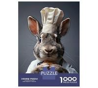 Adults 1000 Piece Jigsaw Puzzle Rabbit Chef Holding Bread Jigsaws for Adults Brain Teaser Game But Fun And Humorous Difficult And Challenge 70x50cm/1000pcs