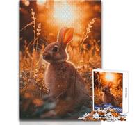 Adults 1000 Piece Jigsaw Puzzle Rabbit Sunset Elegant Ideal for Cozy Downtime Fine Precision Die Cut Play Toy Size 38x26cm