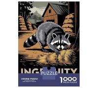 Adults 1000 Piece Jigsaw Puzzle Raccoon Ingenuity Illustration Jigsaws for Adults Fun Games Wall Decoration Unique Gifts for Birthday And Christmas 38x26cm/1000pcs
