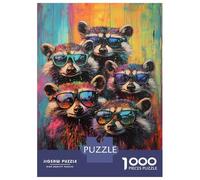 Adults 1000 Piece Jigsaw Puzzle Raccoons in Sunglasses Puzzles for Adults Fun Games Perfect Decoration Parent-child Interaction 70x50cm/1000pcs