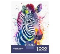 Adults 1000 Piece Jigsaw Puzzle Rainbow Zebra Watercolor Jigsaws for Adults Brain Teaser Game But Fun And Humorous Difficult And Challenge 52x38cm/1000pcs