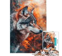 Adults 1000 Piece Jigsaw Puzzle Rainy Wolf Gaze Puzzle For Teenagers Precision Cutting Train Your Brain And Hands Learning Educational Toys (Size 38x52cm)