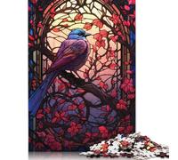 Adults 1000 Piece Jigsaw Puzzle Raven Stained Glass Style Puzzle Jigsaws for Adults 1000pcs (75x50cm)