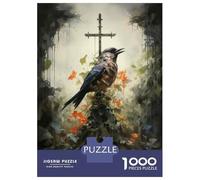 Adults 1000 Piece Jigsaw Puzzle Raven's Cross Gothic Artwork Puzzle for Adults Relax Games But Fun And Humorous Difficult And Challenge 38x26cm/1000pcs