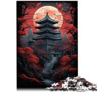 Adults 1000 Piece Jigsaw Puzzle Red temple darkness of the moon Family Fun Puzzle 26x38cm Stress Reliever Staycation Kill time