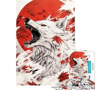 Adults 1000 Piece Jigsaw Puzzle Red Wolf Roar Jigsaw Puzzles for Adults Birthday Present Educational Challenge Family Fun & Game Night (Size 50x75cm)