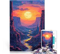 Adults 1000 Piece Jigsaw Puzzle Retro Pixel Art Sunset Grand Canyon Stressabbau Geburtstagsgeschenk, Geschenke, Wandkunst38x26cm