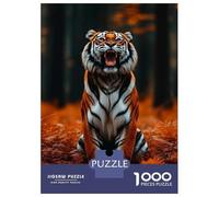 Adults 1000 Piece Jigsaw Puzzle Roaring Tiger in Autumn Forest Jigsaw for Adults Brain Teaser Game Staycation Kill Time Parent-child Interaction 70x50cm/1000pcs
