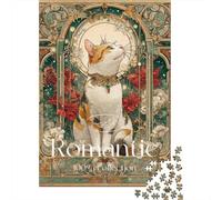 Adults 1000 Piece Jigsaw Puzzle Romantic Cat Art Print-9 Jigsaws for Adults Fun Games Wall Decoration Unique Gifts for Birthday And Christmas 52x38cm/1000pcs