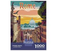 Adults 1000 Piece Jigsaw Puzzle Rome Cityscape Illustration Puzzles for Adults Fun Games Perfect Decoration Parent-child Interaction 70x50cm/1000pcs