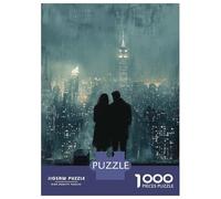 Adults 1000 Piece Jigsaw Puzzle Rooftop City Romance - Charcoal Art Puzzles for Adults Fun Games Perfect Decoration Parent-child Interaction 38x26cm/1000pcs