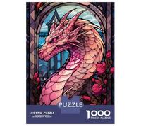 Adults 1000 Piece Jigsaw Puzzle Rose Valtaria Pink Dragon Jigsaw for Adults Brain Teaser Game Staycation Kill Time Parent-child Interaction 38x26cm/1000pcs
