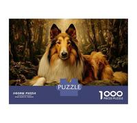 Adults 1000 Piece Jigsaw Puzzle Rough Collie in Forest Jigsaws for Adults Brain Teaser Game Difficult Hard Unique Gifts for Birthday And Christmas 52x38cm/1000pcs